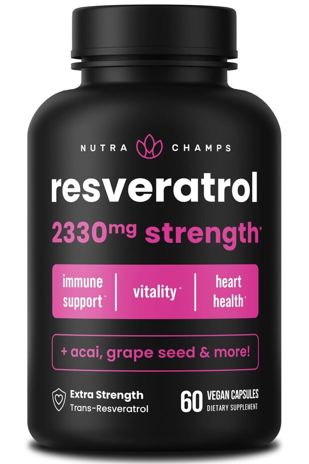 Resveratrol Supplement, Extra Strength for Healthy Aging & Immune Support, 60 Vegan Capsules