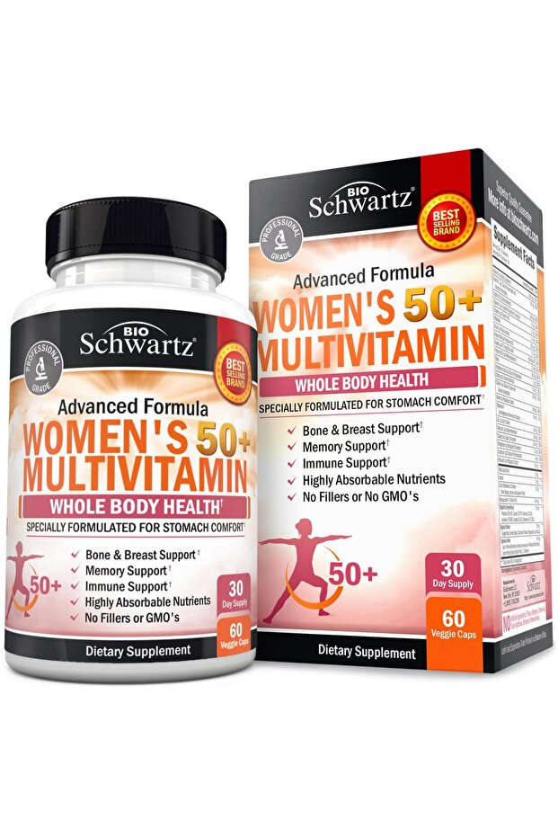 Daily Multivitamin for Women 50+, Memory & Stress Support, Immune Health, 60 Capsules