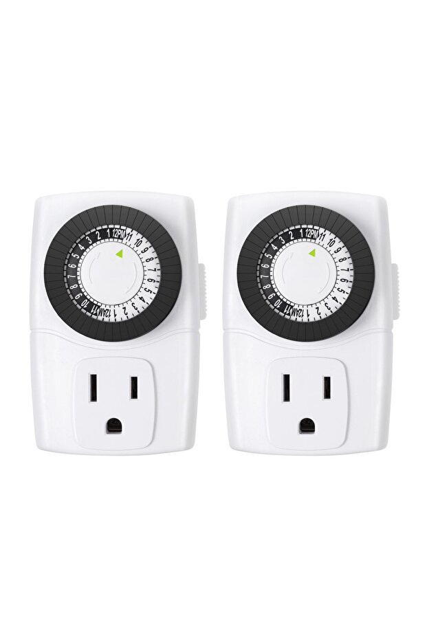 BND-60/U47 Indoor Mini 24-Hour Mechanical Outlet Timer, 3-Prong, 2-Pack