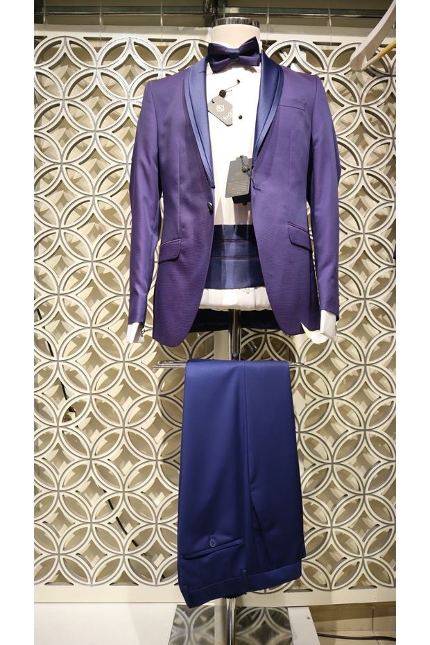 Sivri Yaka Tek Düğme Tek Yırtmaç Dağmatlık Takım Elbise - 3