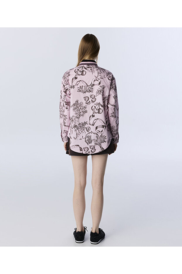 Patterned Contrast Collar Shirt - 6