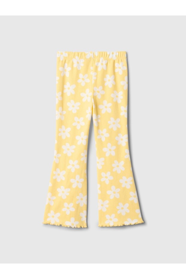 Kız Bebek Sarı Fitilli Pull-On Grafik Baskılı Flare Tayt - 4