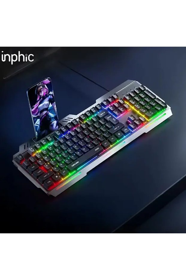 Inphic K2 USB Wired Gaming Keyboard 104-Key Silent Gaming Keyboard Computer Laptop I - Karbul9477-1