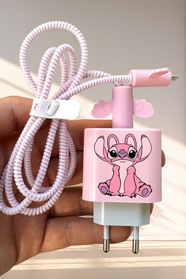 WANNA PROTECT iPhone 20W Uyumlu Sevimli Şarj Başlığı Adaptörü Koruma Kablo Koruyucu Renkli Silikon Koruma Kılıfı