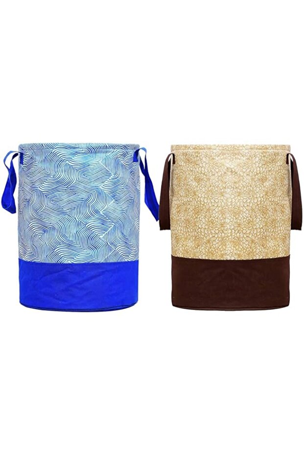 Fun Homes Printed 2 Pieces Waterproof Canvas Laundry Bag,Toy Storage,Laundry Basket Organizer 45 L (