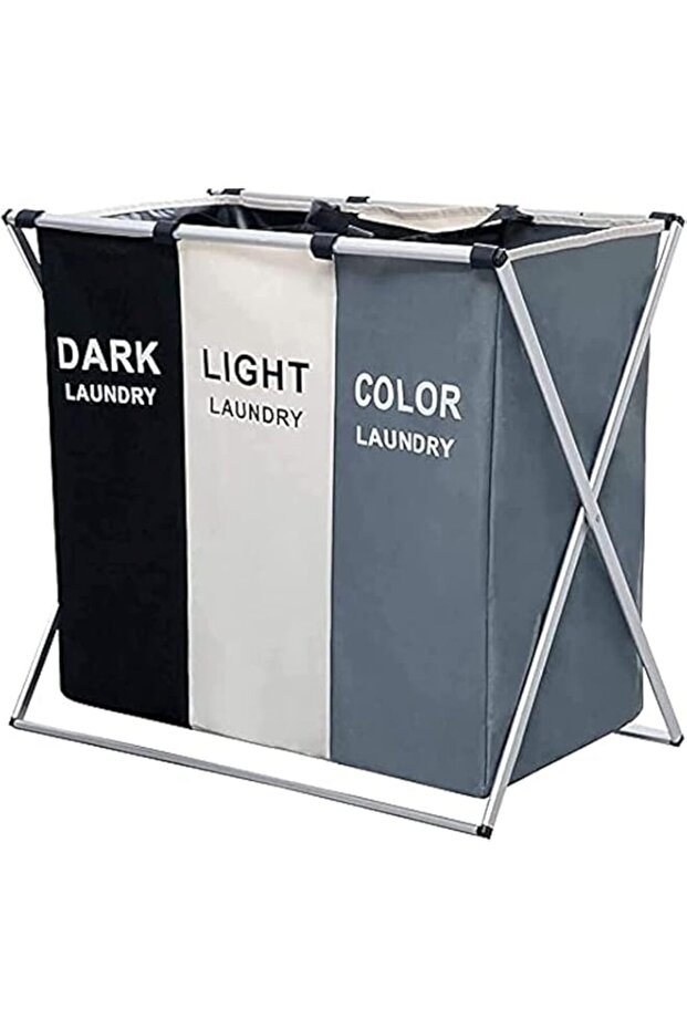 i Laundry Basket Clothes Hamper 135L 3 Sections Clothe Sorter Bin,Foldable Waterproof Organizer Bag