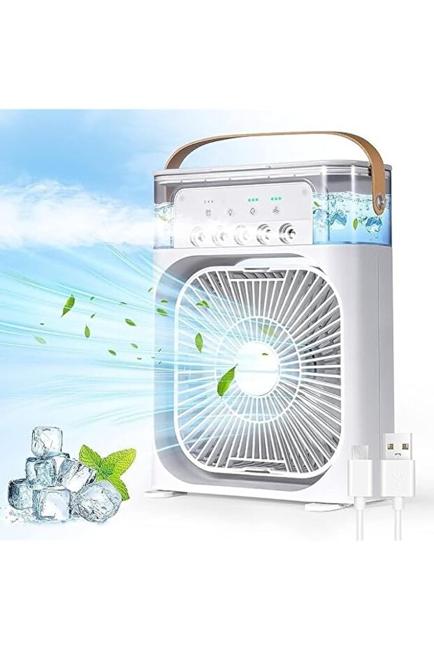 Portable Personal Air Cooler with 7 Colors LED Light, 1/2/3 Hour Timer, 3 Wind Speeds, and 3 Spray M