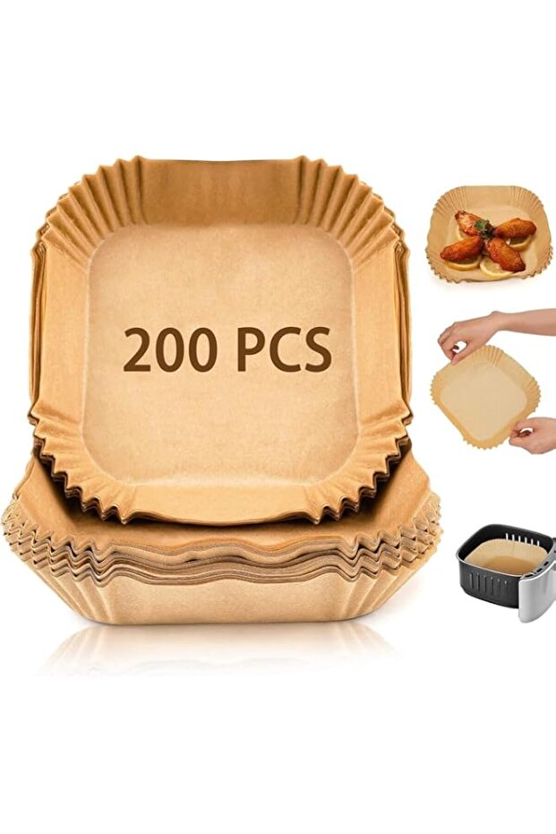 Bolivia's Square Air Fryer Paper Liners, 200 PCS Grease and Water Proof Non Stick Basket Parchment P