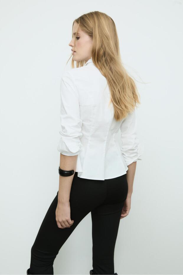 Fitted peplum poplin gömlek - 5