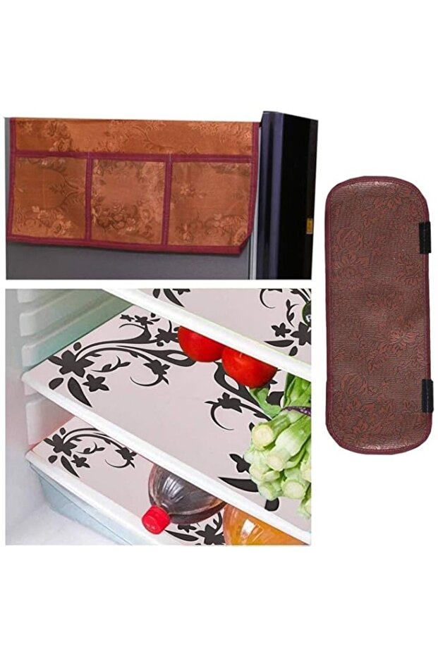 Kuber Industries Cloth 3 Pieces Fridge Mat, 1 Piece Handle Cover And Top (Multi)