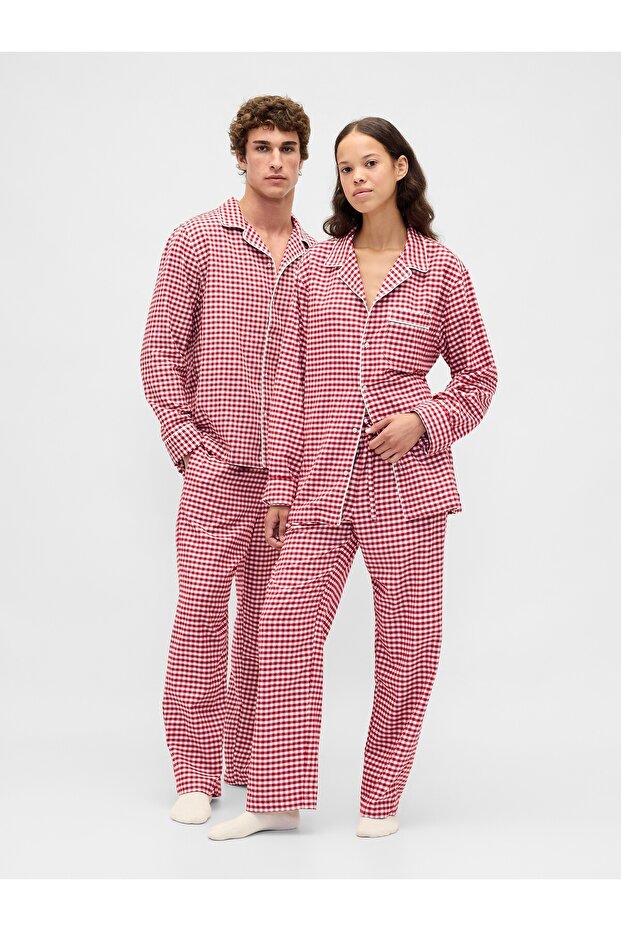 Kadın Kırmızı Softest Flannel Pijama Altı - 7