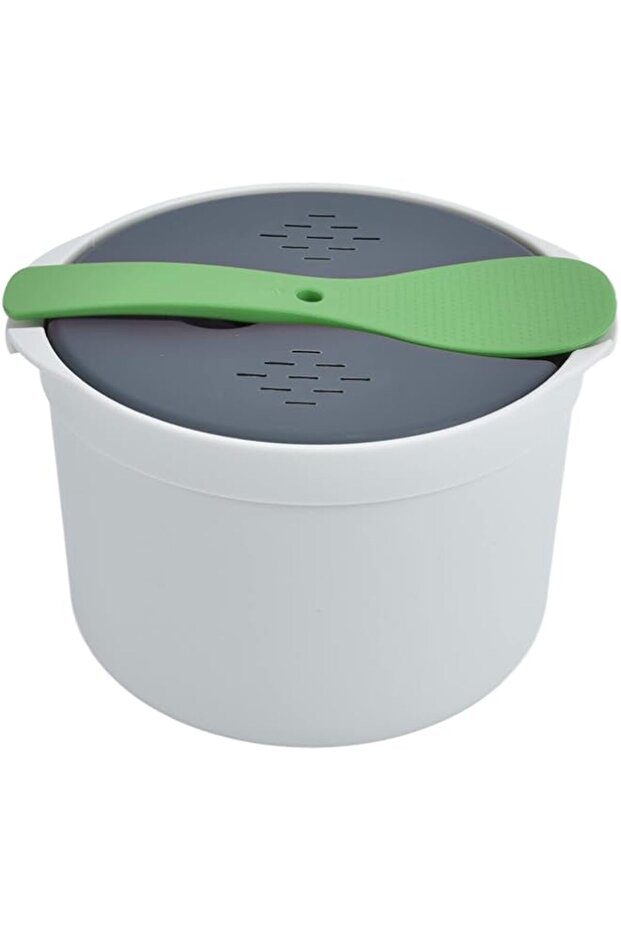 BROLEO Microwave Rice Cooker, 2L Capacity Food Grade PP Microwave Rice Cooker with Spoon, Lid and St
