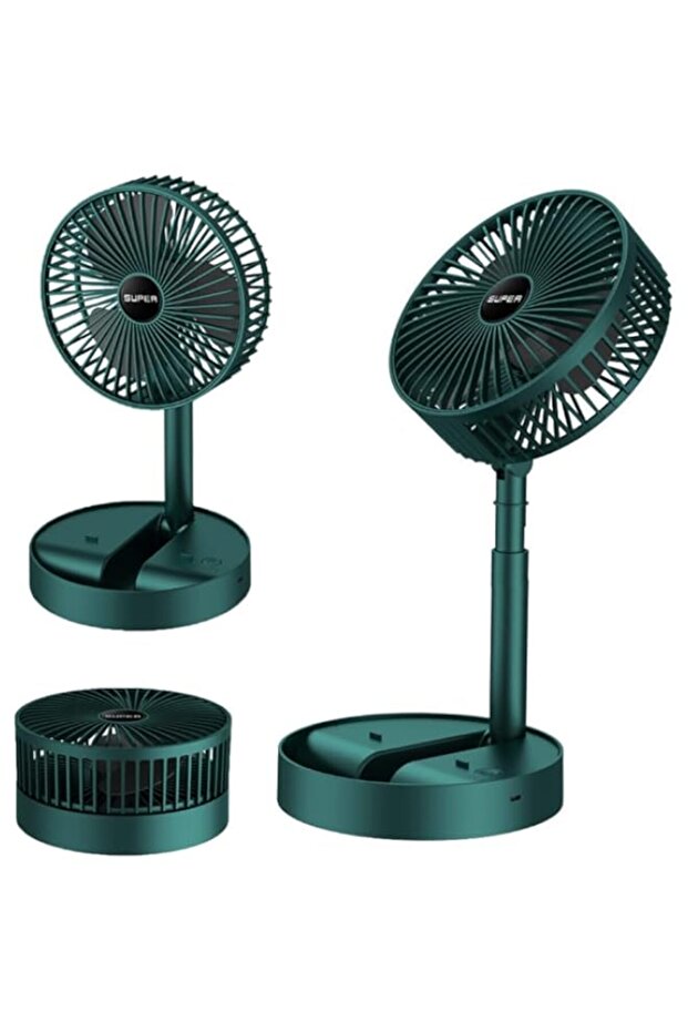 Portable Rechargeable Desk Fan, Folding Fan 3 Speeds Adjustable Height Table Fan with Timer, 2000mAh