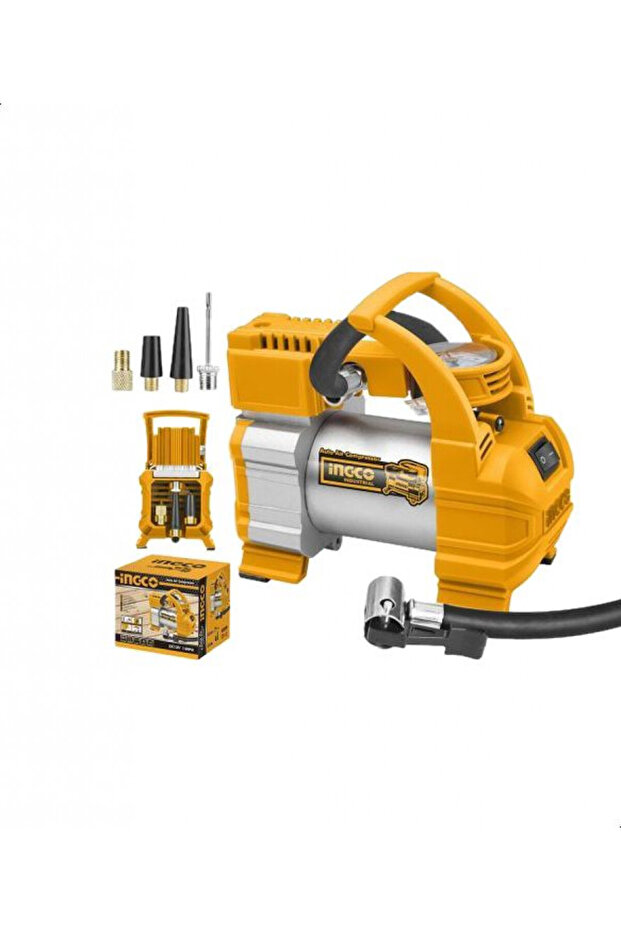 AAC1408 12V Portable Air Compressor, Digital Gauge, Car & Bike Tire Inflator, Compact Design
