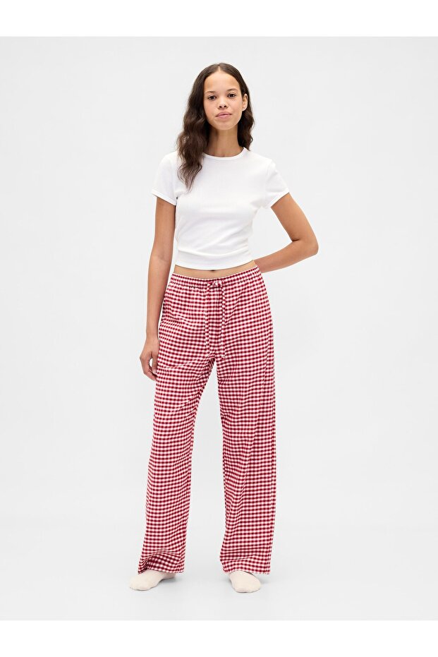 Kadın Kırmızı Softest Flannel Pijama Altı - 6