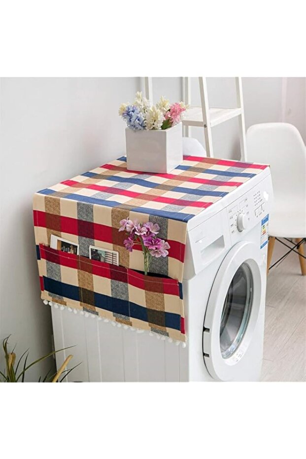 Bolivia's Washer Dryer Top Covers, 51 X 22 Inches Washing Machine Top Cover with 6 Storage Pockets B