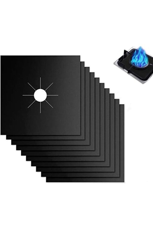 Oonkaf Stove Burner Covers - Gas Stove Protectors Black 0.2mm Double Thickness, Reusable, Non-Stick,