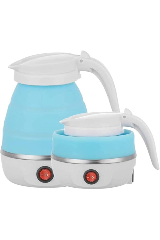 i Travel Foldable Silicon Water Heater Jug Collapsible Mini Portable Electric Kettle (Blue)