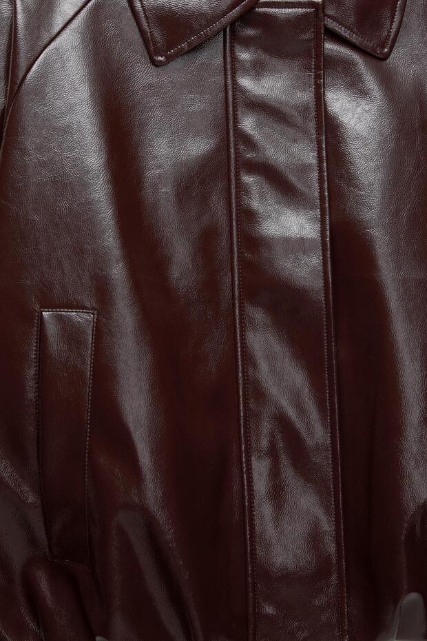 Vinil görünümlü bomber ceket - 9