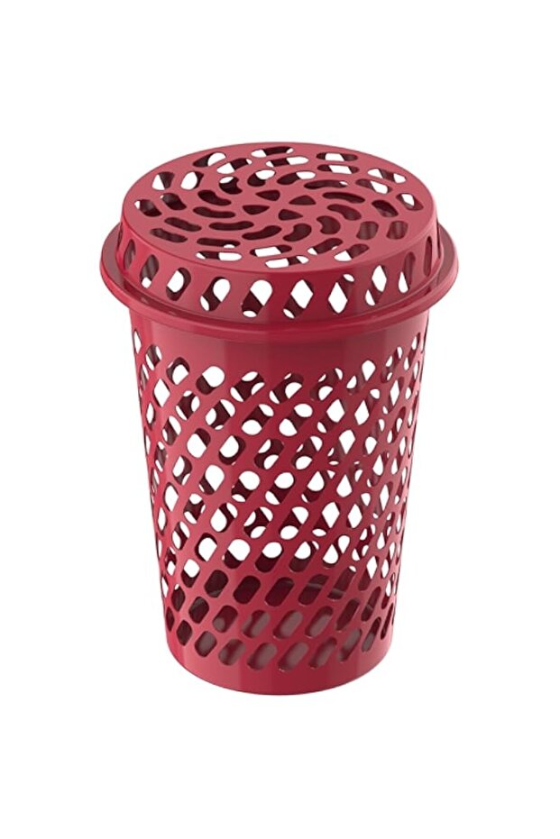 Cosmoplast 65L Round Tall Laundry Bin, Dark Red