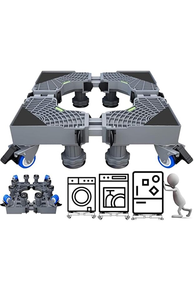 AOHRYME Universal Mobile Base With 4 Locking Wheels And 8 Strong Feet For Washer Dryer Washing Machi