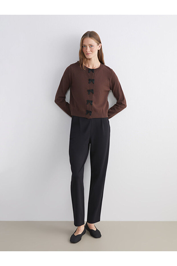 Carrot Cut Women's Trousers with Elastic Waist