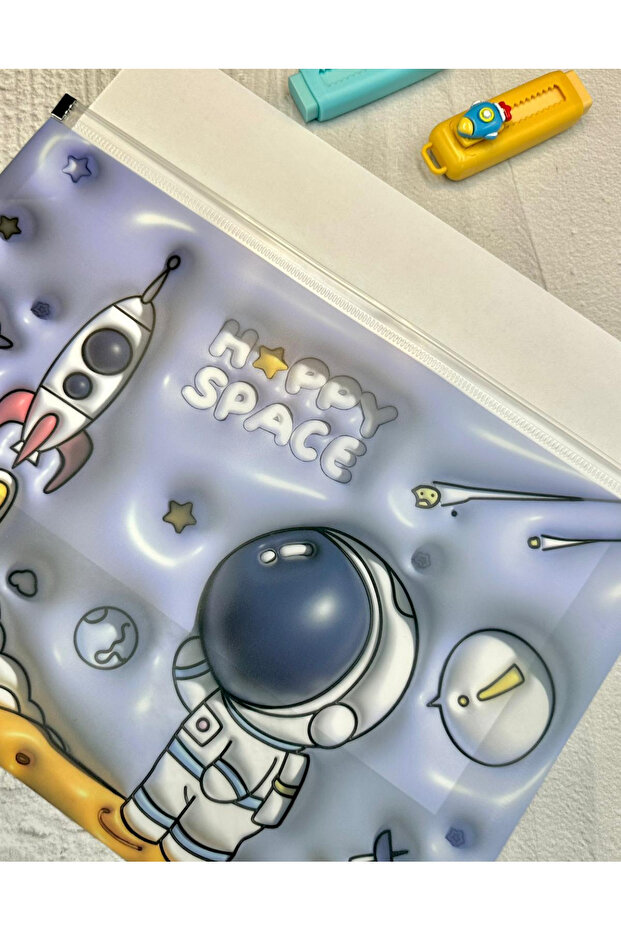 Astronaut's Journey Transparent Single Compartment A4 Zipper File Folder/Document File/Organizer Folder - 8