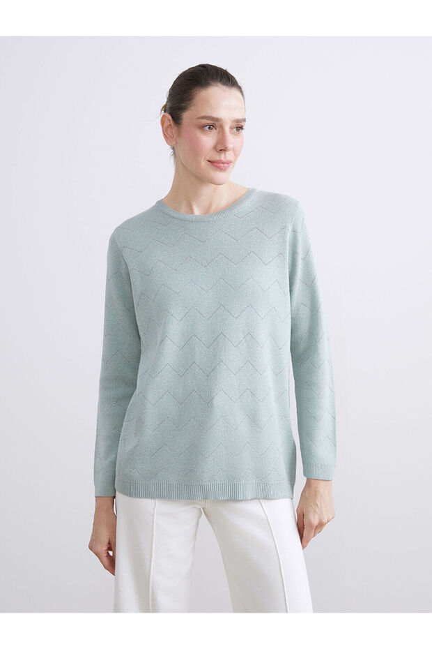 Vizyon New Season Crew Neck Striped Women's Knitwear Sweater