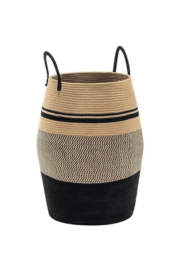Beauenty Laundry Basket With Handles, Cotton Rope Storage Basket, Household Dirty Laundry Basket For