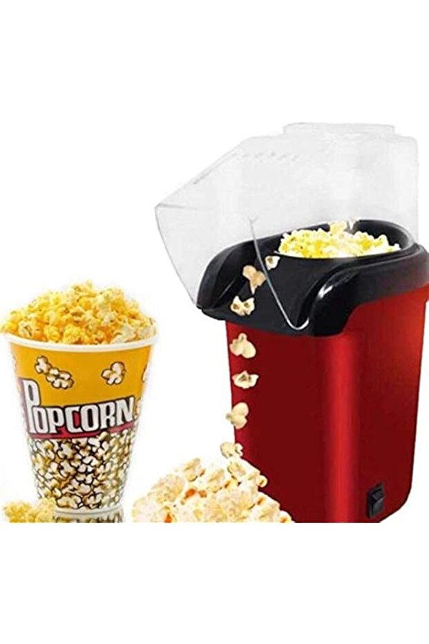 Hot Air Popcorn Popper Maker,Portion Popping Corn Kernels Stay-Clean Automatic Popcorn Machine, Red,