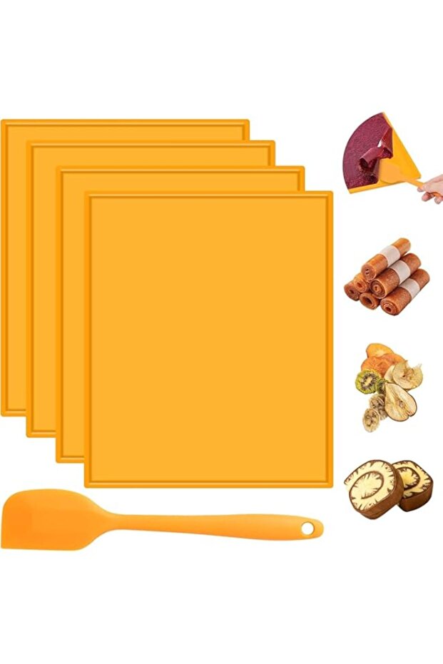 THE WHITE SHOP 4PCS Silicone Dehydrator Sheets Dehydrator Mats with Edge for Fruit Leather Liquid Fr