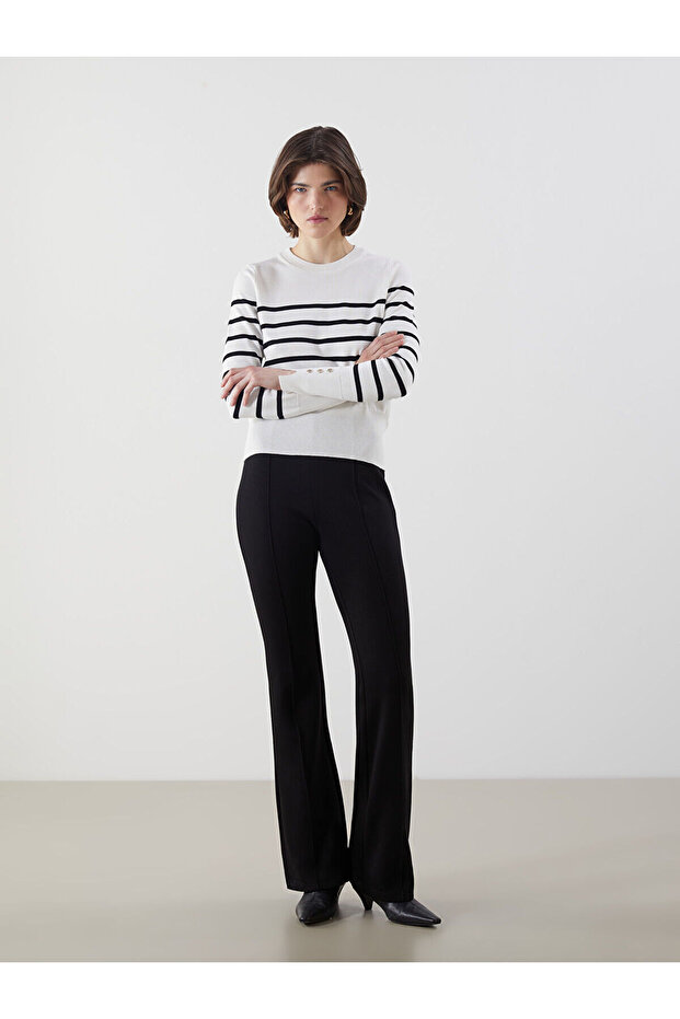 Elastic Waist Spanish Leg Women's Trousers