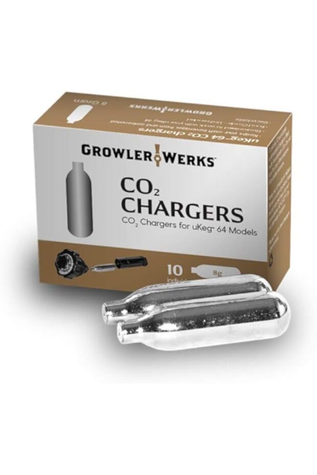 GrowlerWerks uKeg 64 CO2 Chargers 8g, Box of 10
