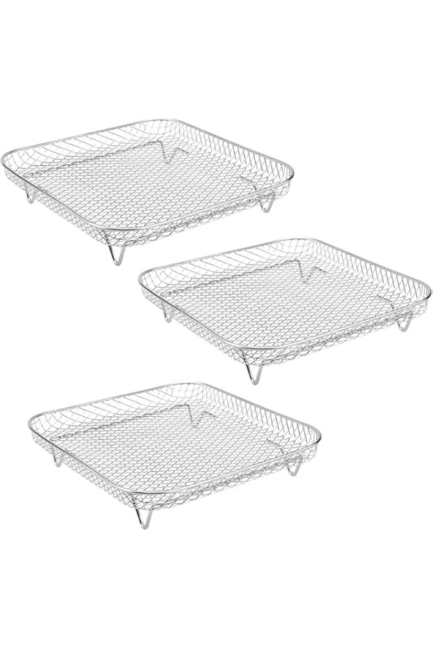 TOMVAES Air Fryer Rack, 3 Layer Stainless Steel Air Fryer Basket, Square Grilling Rack, Air Fryer Tr