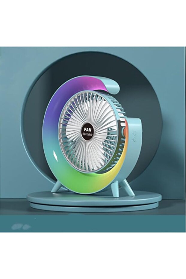YU WELL USB charging color fan light, silent small household desktop, strong wind desktop, air circu