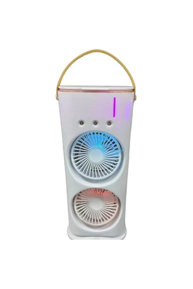 Fitto Portable Air Cooler with Humidifier Fan - Mini AC Unit, USB Powered, 3 Speeds, 7-Color LED Lig