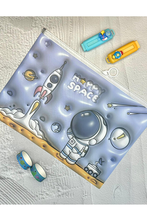 Astronaut's Journey Transparent Single Compartment A4 Zipper File Folder/Document File/Organizer Folder - 5