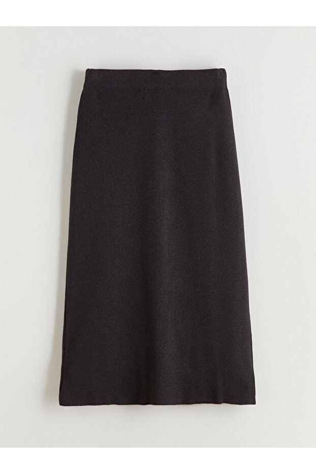 Antrasit Beli Lastikli Triko Etek - 1