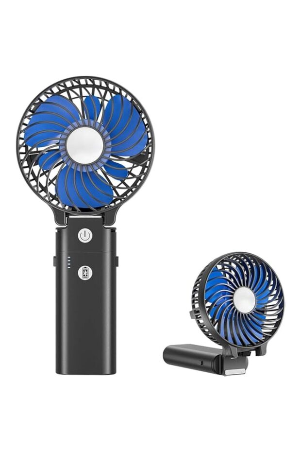 Ybaier Portable Handheld Fan, 2 IN 1 Hand Fan, 5200mAh Rechargeable Battery Operated, Personal Folda