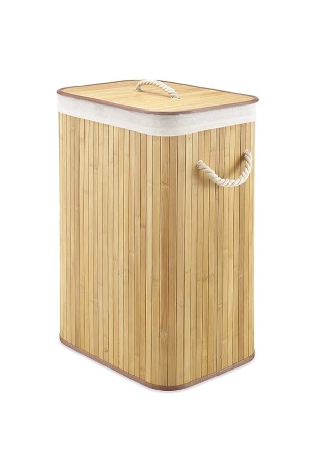Orchid M Bamboo Laundry Basket with Lid - beige
