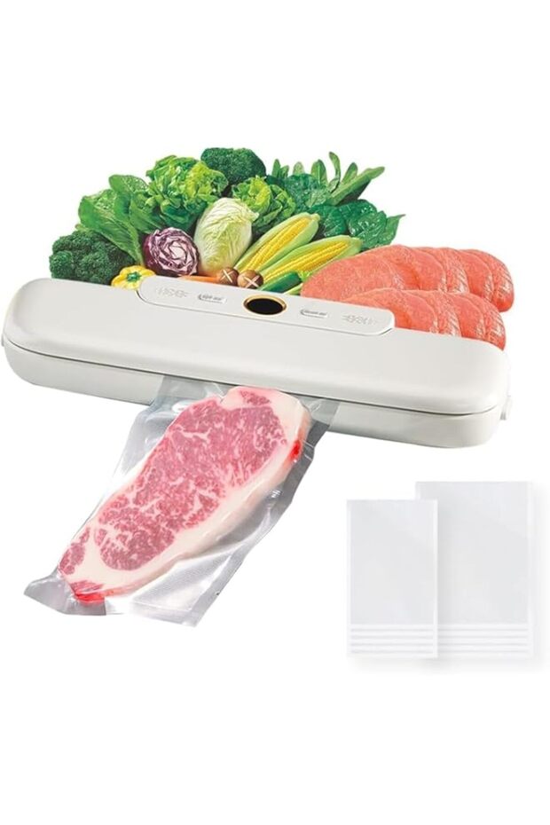 XTECH Extended Vacuum Sealer Machine Comes with 100 Vacuum Seal Bags, Compact Food Sealer Machine, C