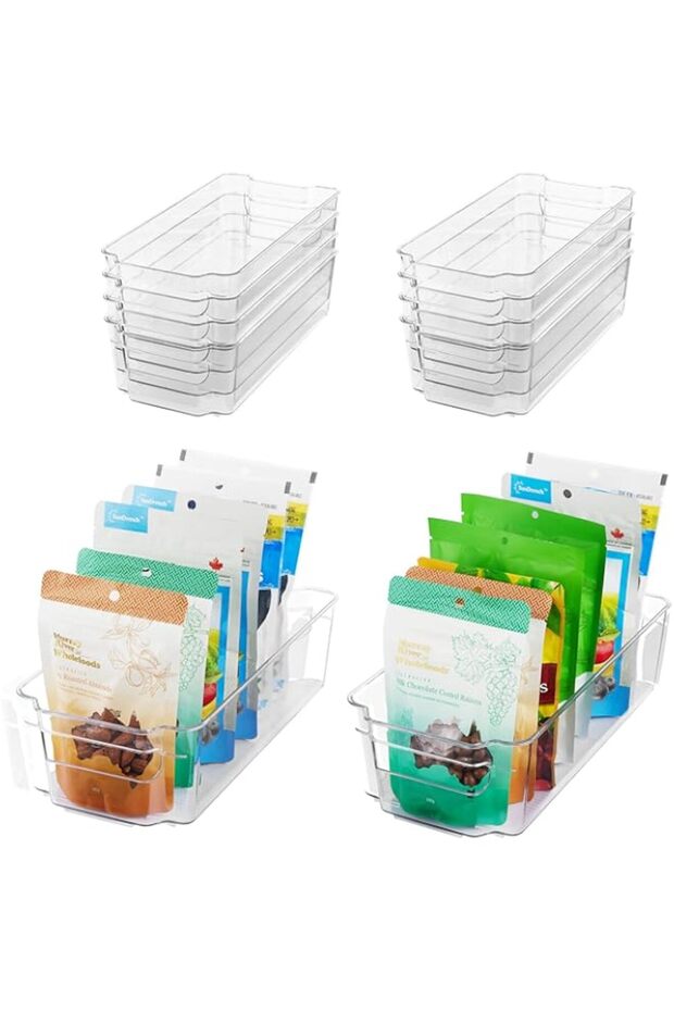 HOOJO Refrigerator Organizer Bins - 10pcs Clear Plastic Bins For Fridge, Freezer, Kitchen Cabinet, P