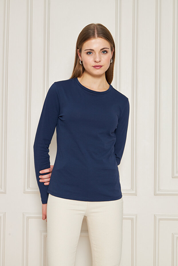 BİSİKLET YAKA UZUNKOL BASİC T-SHİRT - 2