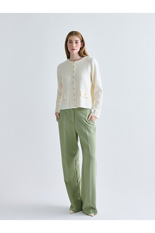 Bisiklet Yaka Kadın Triko Hırka - 2