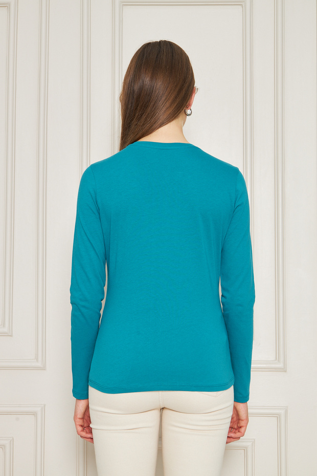 BİSİKLET YAKA UZUNKOL BASİC T-SHİRT - 8