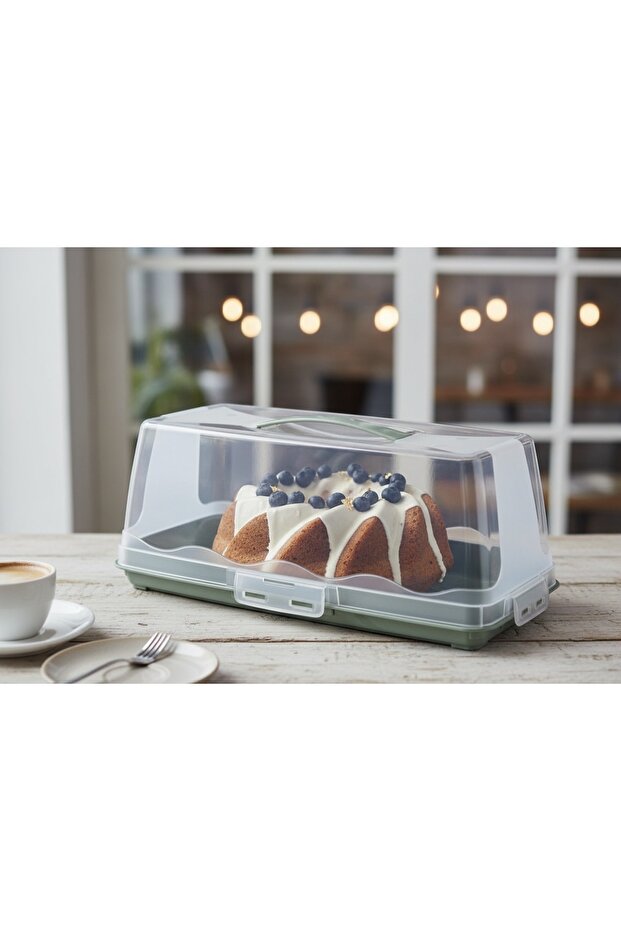 BATON Rectangular Cake Box, Cake Tray, Green - 3