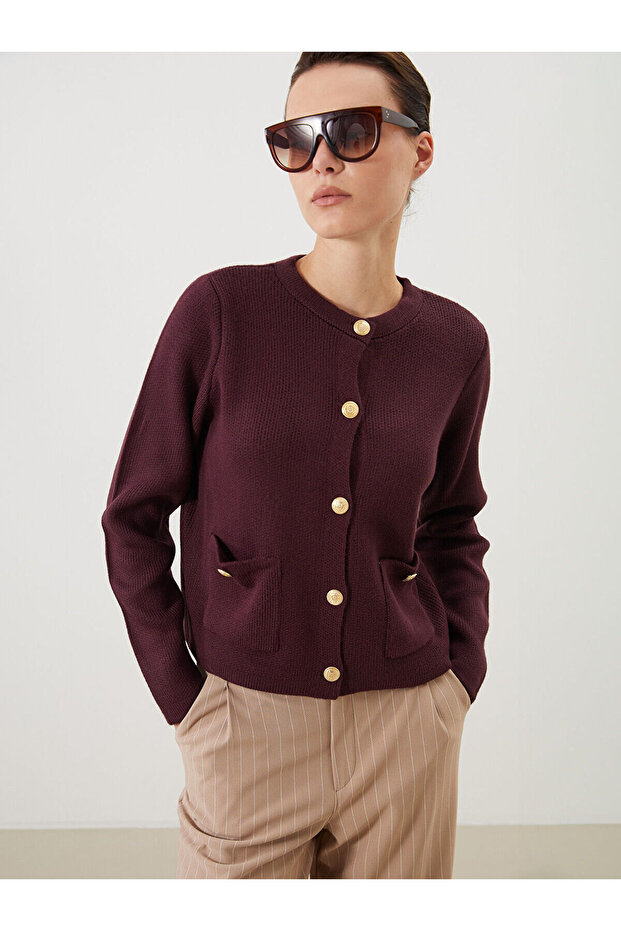 Bisiklet Yaka Kadın Triko Hırka - 4