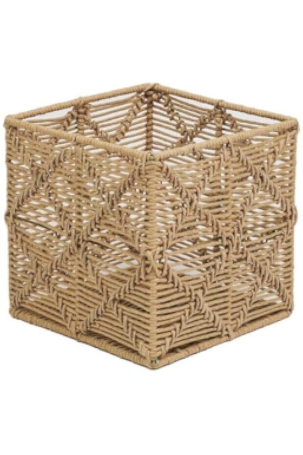 Homesmiths Small Square Paper Rope Basket Natural L25 x W25 x H25 cm