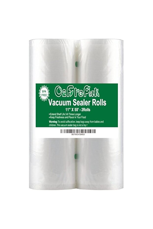 O2frepak 2Pack (Total 100Feet) 11x50 Rolls Vacuum Sealer Bags Rolls with BPA Free,Heavy Duty Vacuum