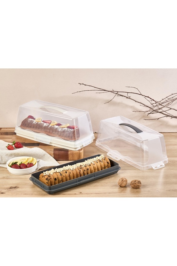 BATON Rectangular Cake Box, Cake Tray, Beige - 2